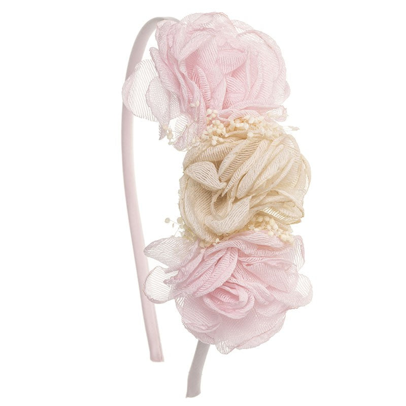 Pale pink hairband with flowers