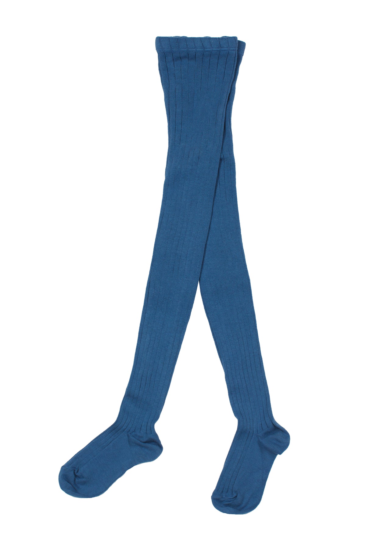 Cotton ribbed tights - Cobalt Blue
