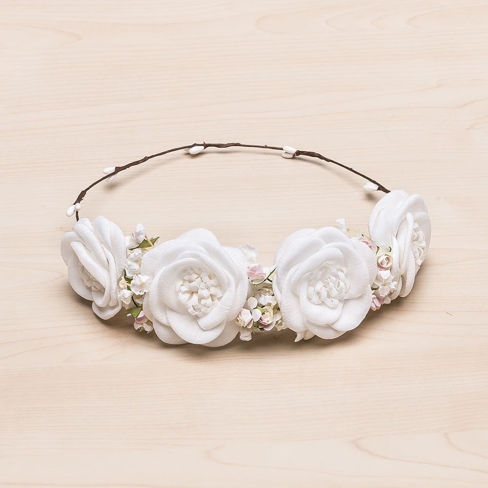 Flower crown with natural & peach dried flowers