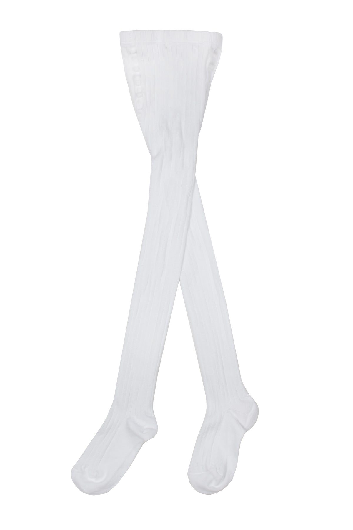Cotton ribbed tights - White