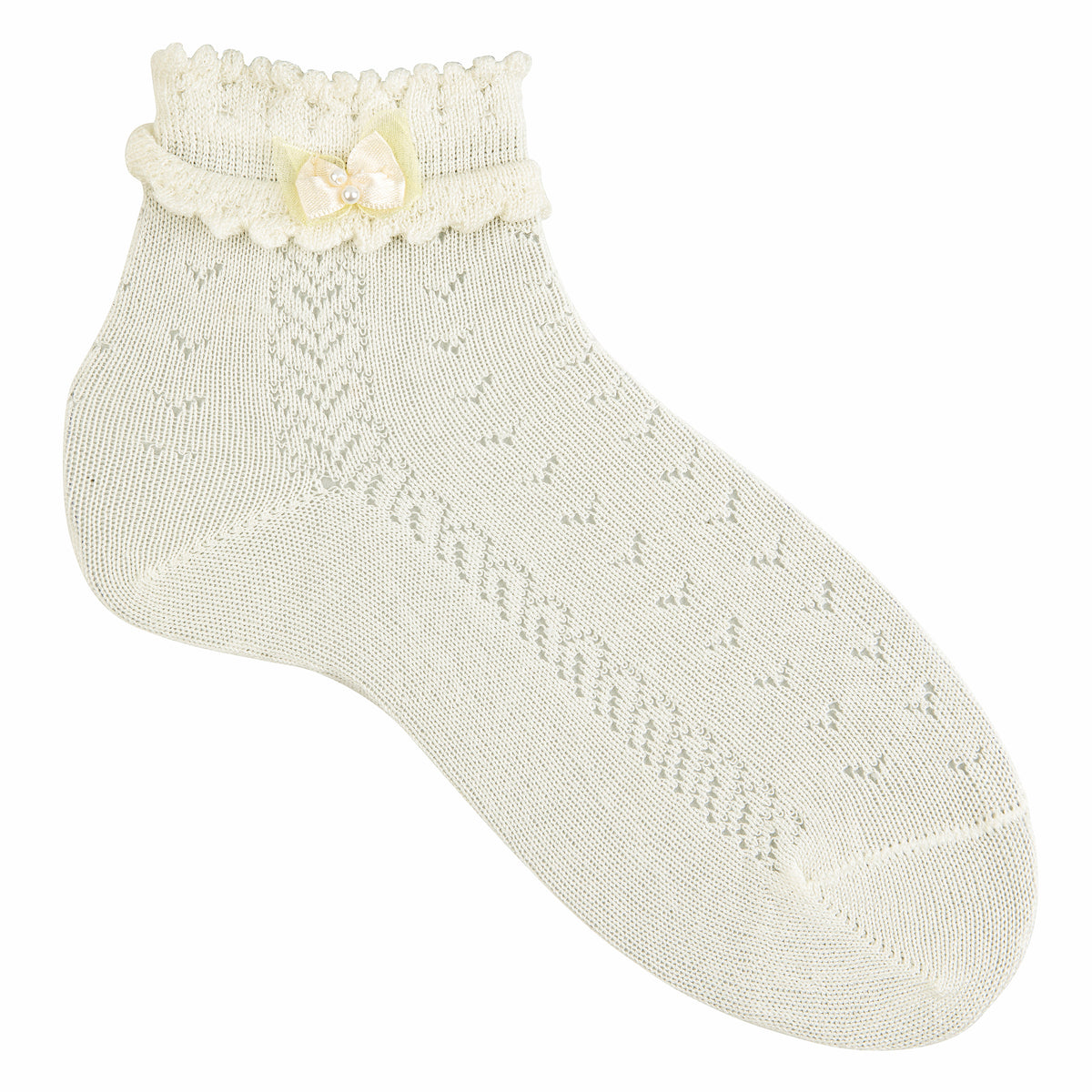 Ceremonial ankle socks with bow & pearl detail