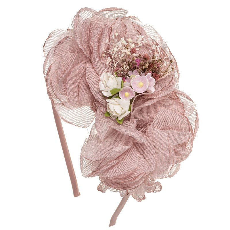Blush pink Hairband with dried flowers