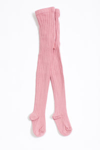 Load image into Gallery viewer, Cotton ribbed tights - Rose Pink
